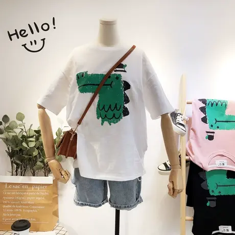 2020夏款韩国东大门ulzzang卡通百搭短袖竹节棉T恤打底衫宽松大码图片