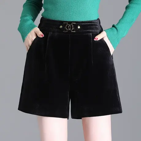 黑色短裤女秋冬外穿a字阔腿裤2023新款高腰显瘦休闲裤时尚靴裤潮商品大图