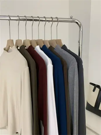 糯叽叽多色立领打底衫女长袖百搭正肩T恤秋冬慕斯绒显瘦内搭上衣商品大图