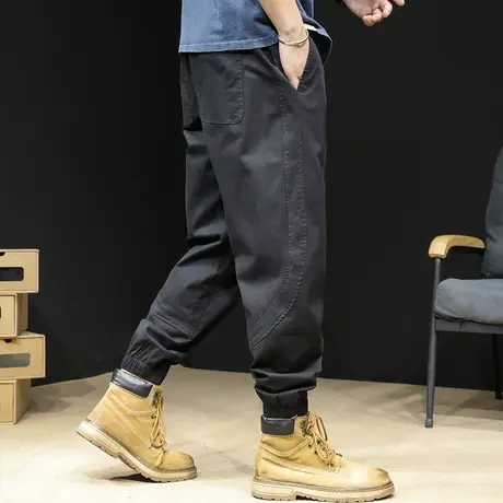 弹力休闲裤男士春秋2023新款潮牌宽松男裤大码束脚美式工装裤子男商品大图