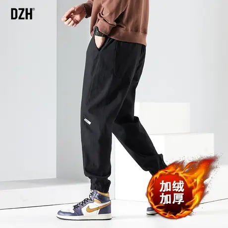 男士加绒休闲裤男冬季加厚抓绒裤黑色宽松裤子休闲百搭束脚裤潮牌商品大图