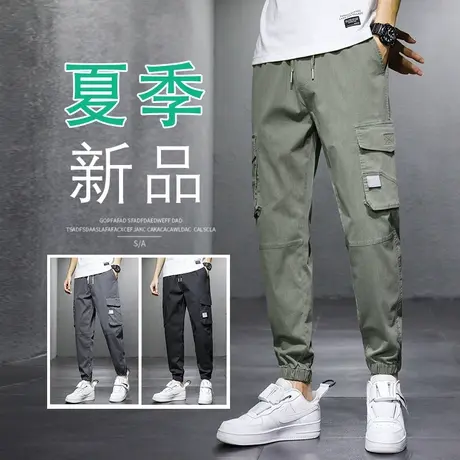 夏季薄款多口袋军绿色工装裤男士束脚宽松九分休闲裤子春秋款夏天商品大图