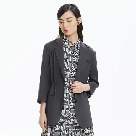 LANCY/朗姿夏季新款收腰小西装小个子外套薄款女设计感西服女奥莱图片