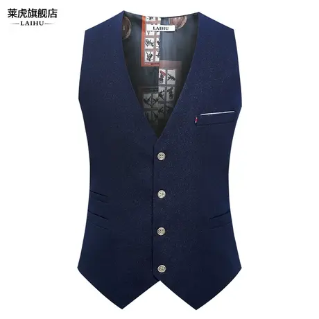 莱虎春季新款时尚休闲男士西服马夹韩版修身西装马甲背心男英伦潮图片