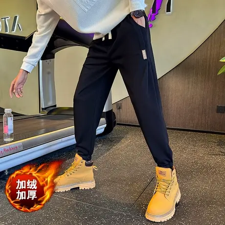 加绒卫裤男裤冬季2023新款潮牌宽松保暖运动休闲裤百搭束脚哈伦裤商品大图