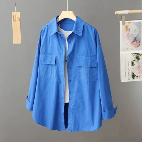 早春休闲衬衫外套女春秋衬衣中长款新款2024爆款欧货宽松开衫上衣图片