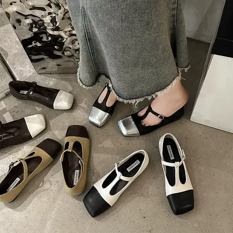 法式玛丽珍鞋女鞋子2024年春秋新款方头小众设计感配裙子气质单鞋商品大图