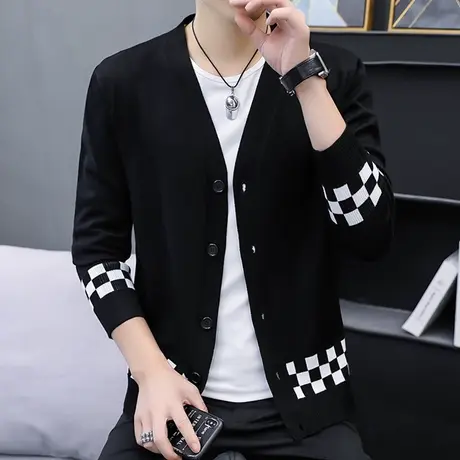 毛衣男士潮牌开衫外套春秋季韩版时尚帅气百搭针织衫学生潮流线衫商品大图