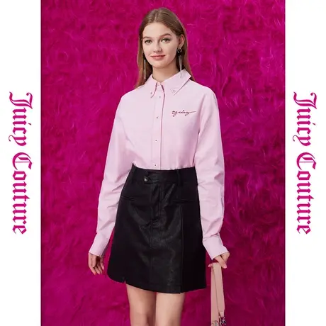 Juicy Couture橘滋秋冬款粉雾漫漫撞色绣花女式上衣衬衫商品大图