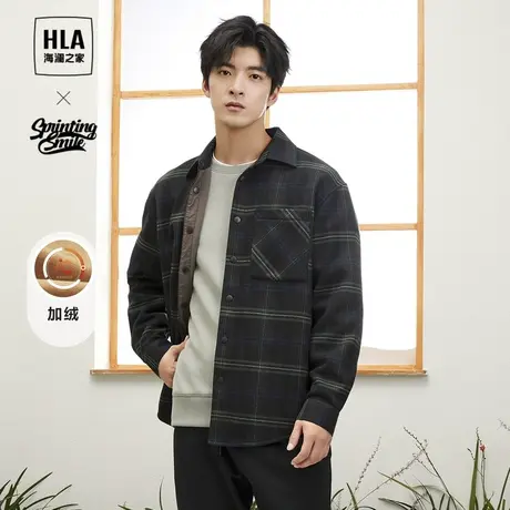 【加绒加厚】HLA/海澜之家SPRINTING SMILE系列衬衫23秋冬衬衣男图片