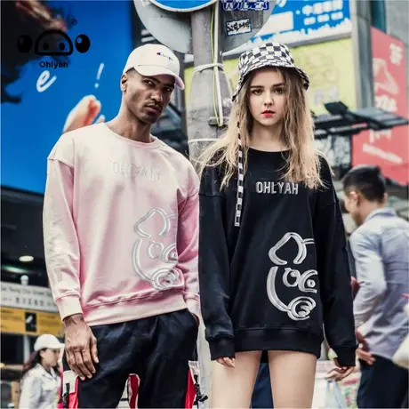 高级感卫衣女oversize美式涂鸦外套春秋款ohlyah小猪米罗圆领上衣商品大图