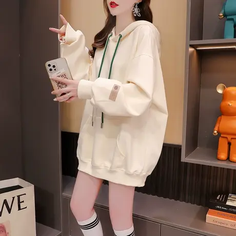 加绒加厚连帽卫衣女2023新款秋冬宽松慵懒风洋气百搭oversize外套图片