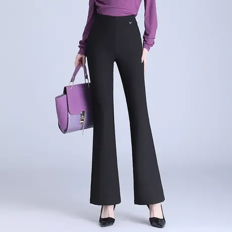 黑色垂感喇叭裤女秋季2023新款高腰通勤微喇西装裤显瘦长裤休闲裤商品大图