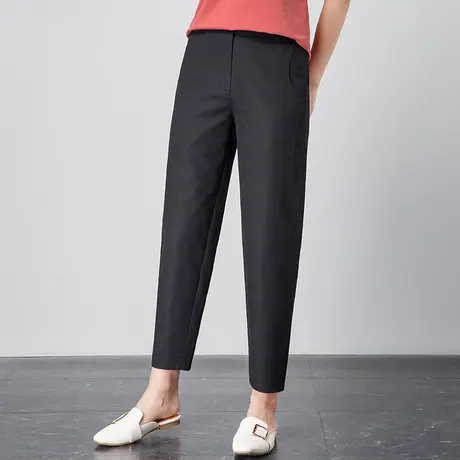 黑色棉麻裤子女夏薄款休闲九分萝卜裤宽松亚麻女裤夏季灯笼哈伦裤商品大图