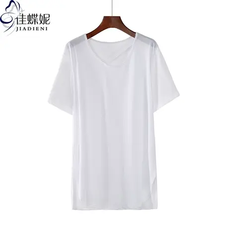 夏季新款圆领宽松纯棉大码中长款纯色下衣失踪韩版短袖体恤上衣女商品大图