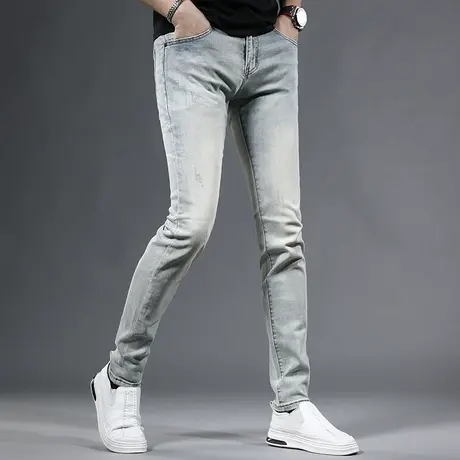 高端牛仔裤男2023夏季新款潮牌男士修身小脚弹力百搭休闲薄款长裤商品大图