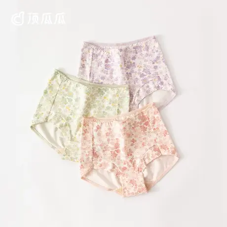 顶瓜瓜高腰内裤女款印花彩棉抗菌纯棉裆部收腹大码三角裤商品大图