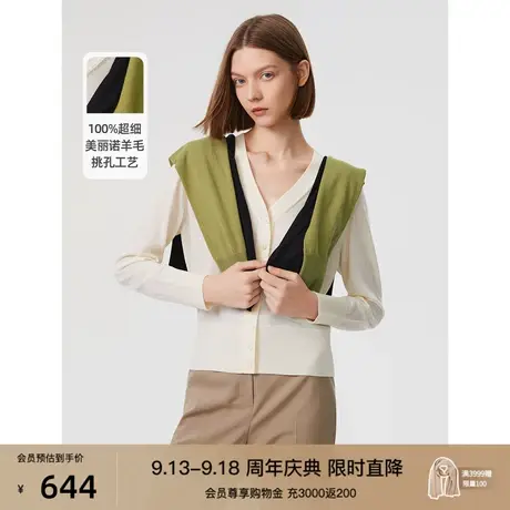 朗姿纯羊毛法式独特别致洋气高级感流行女2023春秋季新款毛针织衫图片