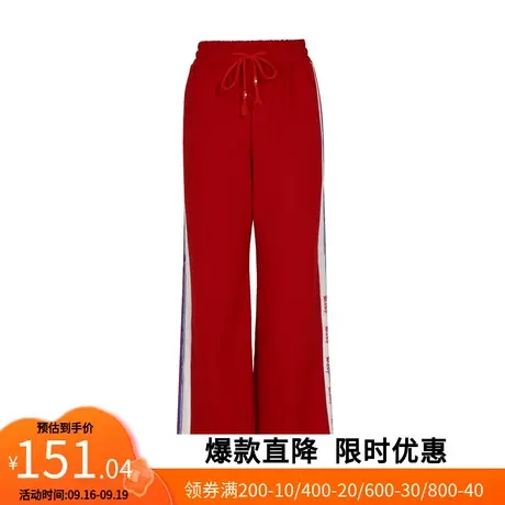 【艾格】2023春季新款女装两侧撞色字母印绘学院宽松运动休闲裤商品大图