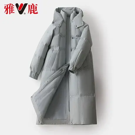 雅鹿连帽羽绒服女中长款2022冬季新款休闲宽松时尚保暖外套高端潮商品大图