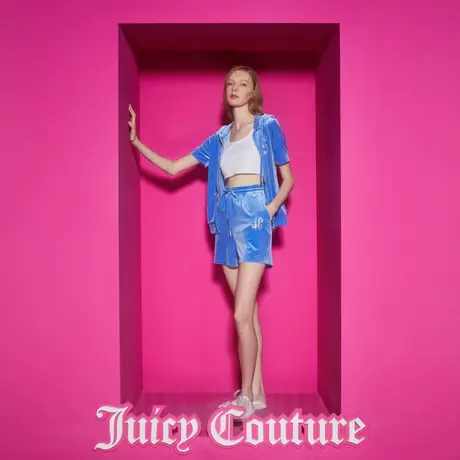 Juicy Couture橘滋23新款海洋之心烫钻丝绒女短裤商品大图