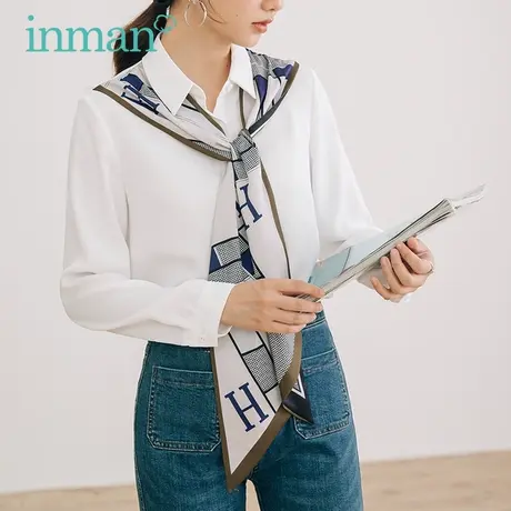茵曼旗舰店官网系带白衬衫女2024新款通勤气质宽松显瘦设计感衬衣商品大图
