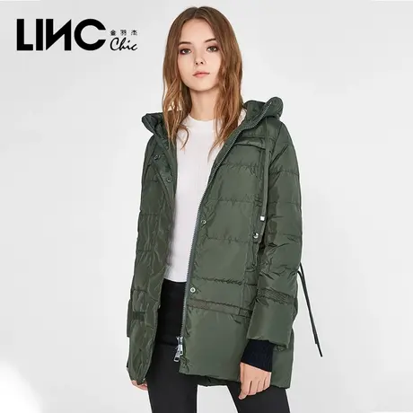 断码清仓LINC金羽杰羽绒服女新款反季连帽中长款轻薄女款面包服商品大图