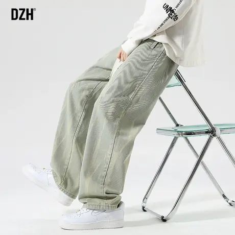 男士水洗做旧牛仔裤男潮牌直筒痞帅高级感裤子2023新款宽松阔腿裤商品大图