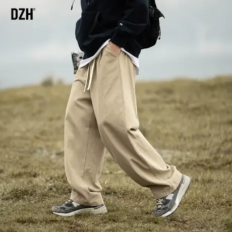 男士户外工装伐木裤子男秋季直筒裤2023新款垂感阔腿裤宽松休闲裤图片