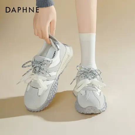 达芙妮复古德训鞋女2025新款夏季薄款小白鞋小个子厚底增高老爹鞋商品大图