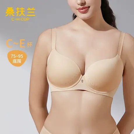桑扶兰洞洞杯内衣女大胸显小无痕光面薄款亲肤透气聚拢防下垂文胸商品大图