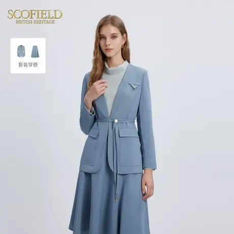 Scofield女装V领设计感收腰西装搭配半裙套装秋季西装图片