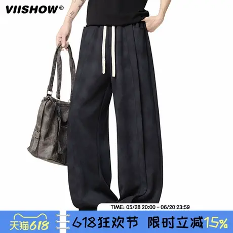 VIISHOW美式扎染裤子男2025夏季新款运动裤直筒宽松阔腿休闲裤子商品大图