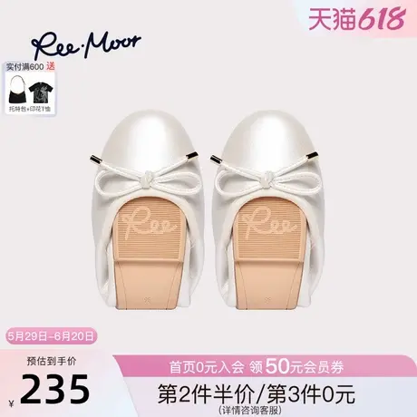 REEMOOR睿慕2025年春夏新款蝴蝶结蛋卷鞋圆头浅口平底单鞋女鞋图片
