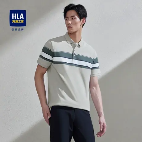 HLA/海澜之家2025镶拼短袖POLO衫柔滑透气翻领上衣男图片