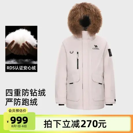 骆驼女装鹅绒羽绒服2025冬季新款大毛领加厚工装派客服羽绒外套女图片