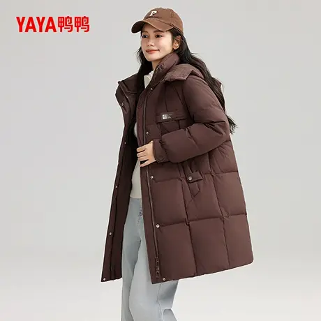 鸭鸭羽绒服女士2024年冬季新品中长款宽松百搭加厚鸭绒保暖外套Y商品大图