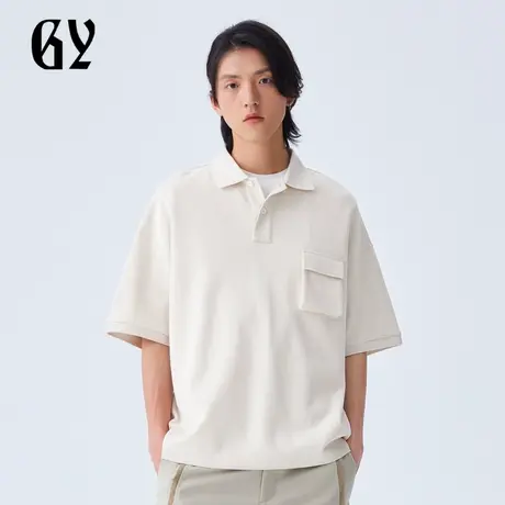 雅戈尔奥莱 GY男装夏季时尚纯色落肩廓形男士短袖POLO衫商品大图