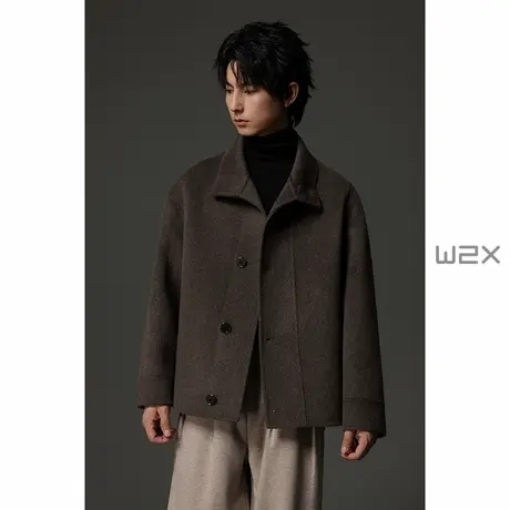 w2x2025秋冬季新款重磅950g双面羊毛呢子夹克设计感休闲上衣外套商品大图
