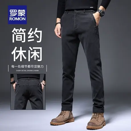 罗蒙秋季弹力休闲裤男士2025新款修身直筒裤百搭抗皱长裤子男N1Z商品大图