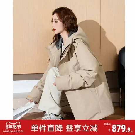 唐狮2026秋冬季女款连帽羽绒外套夹克服加厚保暖羽绒服设计感时尚图片