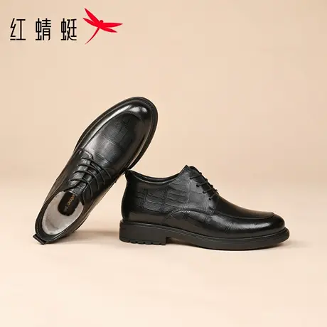 红蜻蜓男鞋冬季鞋子男士休闲高帮皮鞋棉鞋男加绒保暖商务正装真皮商品大图
