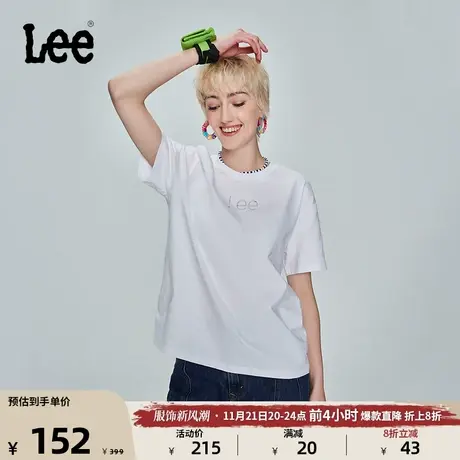 Lee商场同款101+舒适男友版多色logo圆领女短袖T恤棉质LWT00519RT图片
