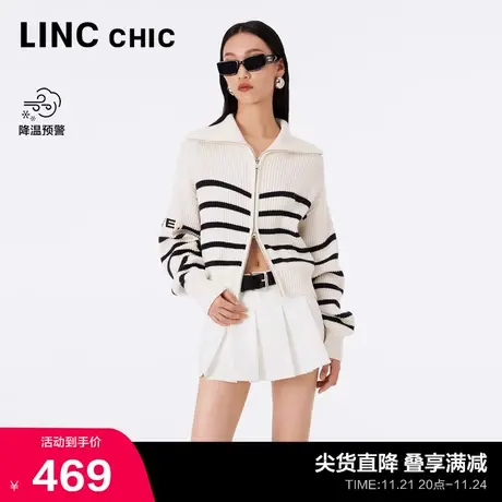 LINCCHIC金羽杰针织衫新款拉链毛衣学院风针织开衫女S233CR491Y商品大图