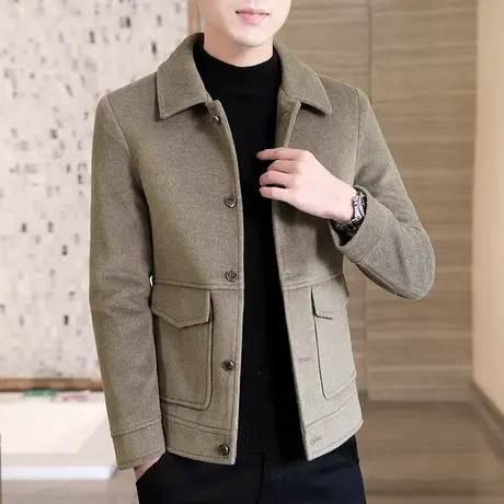 2023新款男士呢子夹克春秋新款韩版潮流毛呢风衣休闲帅气茄克外套商品大图