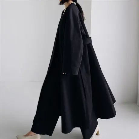 春秋新款风衣女韩版宽松过膝长款韩版时尚气质系带收腰休闲风衣潮商品大图