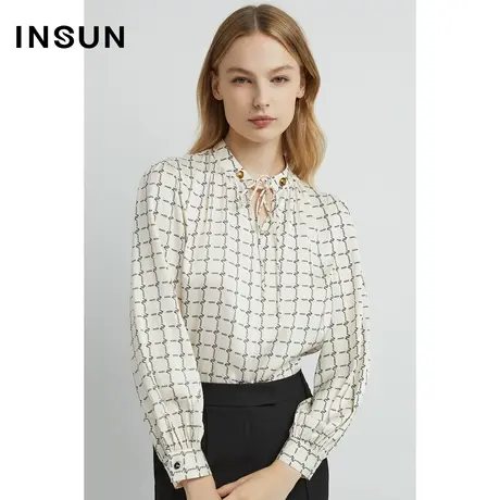 INSUN恩裳线上专选春季仿真丝缎面抗皱衬衫商品大图