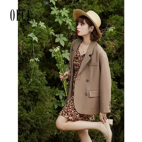 Oece复古小西装外套春秋新款女高级感炸街修身西服女商品大图