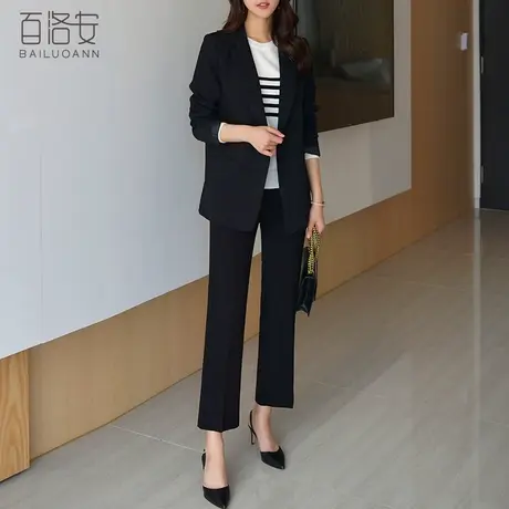 百洛安职业装气质西装上衣秋季新品女韩版显瘦长袖黑色小西服外套图片