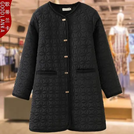 中年40-50岁胖妈妈棉服中长款宽松200斤洋气加肥加大码轻薄棉衣女商品大图